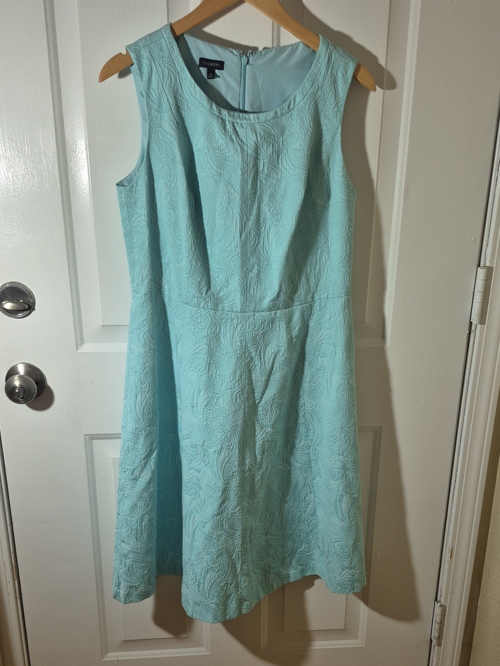 Talbots Aqua Textured Sleeveless A-Line Dress Size 10